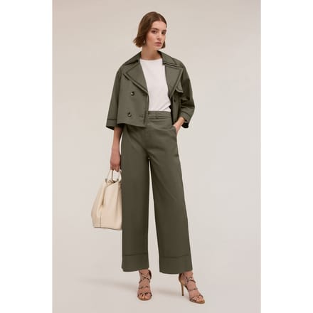 Motivi Wide Trousers With Openwork Detail Green Größe: 32 | Stoffhosen Outlet | Damen | Grün