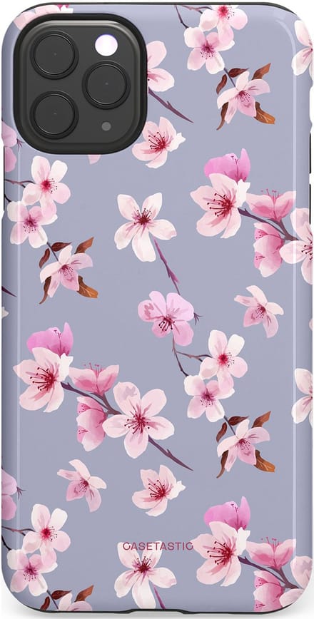 Casetastic hoesje geschikt voor Apple iPhone 11 Pro Max - Dubbellaagse bescherming - Bloemsem Bries - Fashion Case - Zilver Lichtroze Lila
