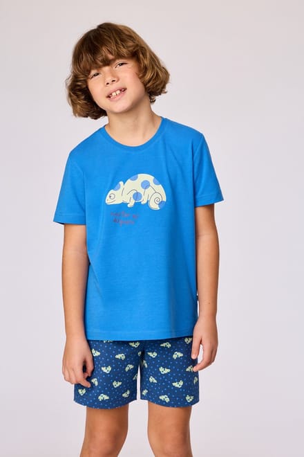 Woody Jongens-Heren pyjama hoogblauw - maat M