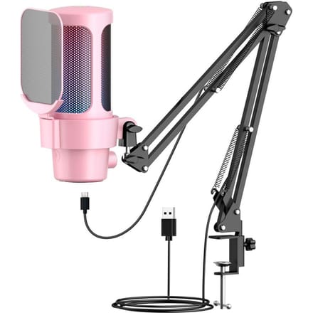 USB Gaming Microfoon Computer Mic Kit RGB Verlichting Cardioïde Modus Pickup Snelle Mute en Gain Knop