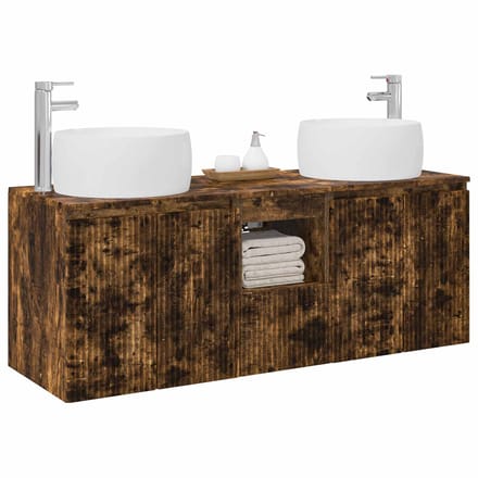 vidaXL - Badkamerkast - set - 3 - st - Gerookt - eiken - 49,5 - x - 44,5 - x - 66 - cm