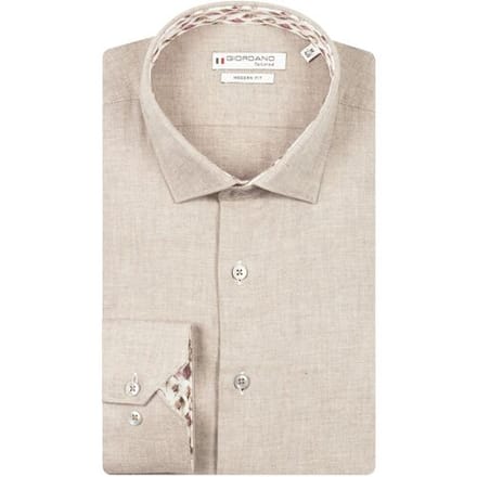 Giordano Overhemd Maggiore Wooltouch Mélange Flanel Twill Donker Bruin / male