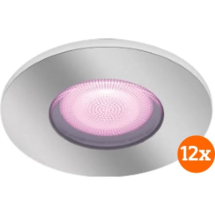 Philips Hue Xamento badkamer inbouwspot White and Color - Chroom - Rond 12-pack