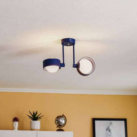 Argon Plafondlamp Mado van staal, blauw, 2-lamps