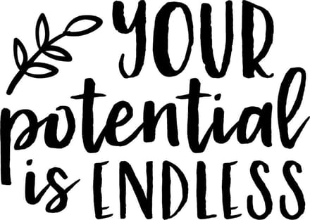Muurtekst, muursticker, Your potential is endless zwart
