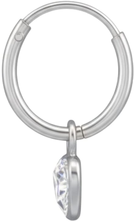 Zilveren OorRingeen met Hangend Hart en Cubic Zirkonia