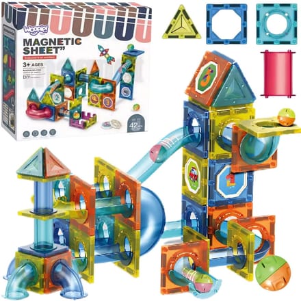 Woopie magnetische constructieblokken 3D-educatieve set kogelbaan 42-delig. - UNI