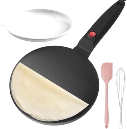 Crepe Maker - Pannenkoekenmaker Elektrisch - Ontbijt Bereiden - Automatische Temperatuurregeling - 19 cm Diameter - Zwart