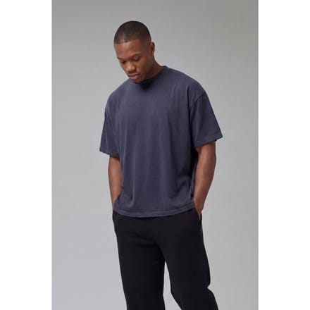 One More Rep Gewassen Oversized Verlengde Hals T-shirt | Navy | Size Medium