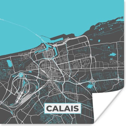 Poster Calais - Frankrijk - Plattegrond - Kaart - Stadskaart - 75x75 cm