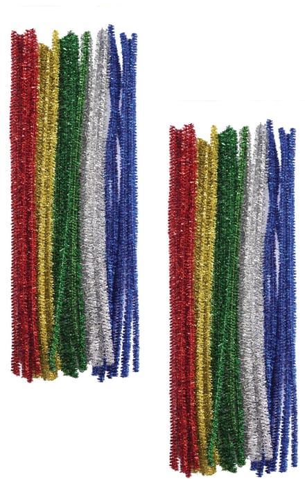 Chenille draad - 60x - glitter - 30 cm - hobby/knutsel materialen - hobbydraad - Chenilledraad