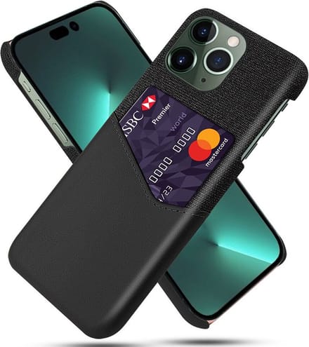 Geschikt voor Apple iPhone 15 Pro Max Hoesje met Kaarthouder Back Cover - Zwart