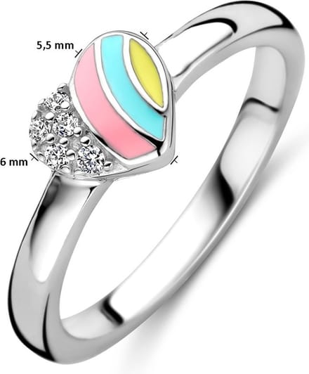 Gerhodineerd Zilver Ring Hart Met Zirkonia 1337758