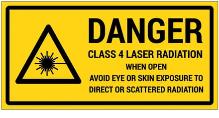 Danger Class 4 laser radiation sticker | 10 x 5 cm