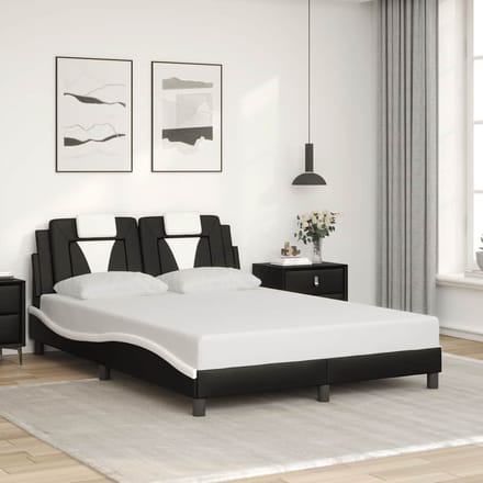 vidaXL - Bedframe - "Viana" - zonder - matras - kunstleer - zwart - en - wit - 120x200 - cm