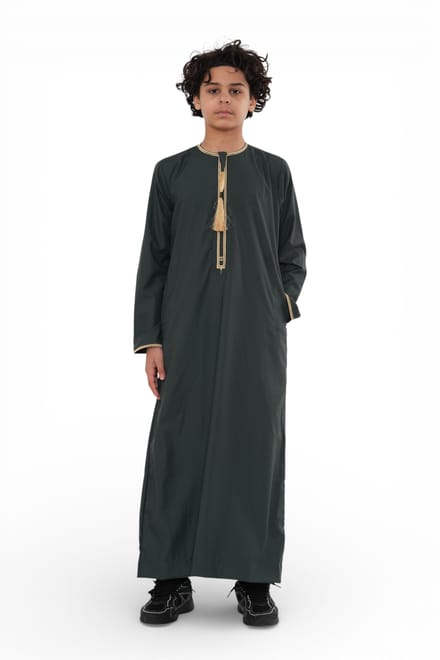 Kinderen jongens Ramadan groene Marokkaanse Thobe gewaad Emirati Eid Jubba-TT-003