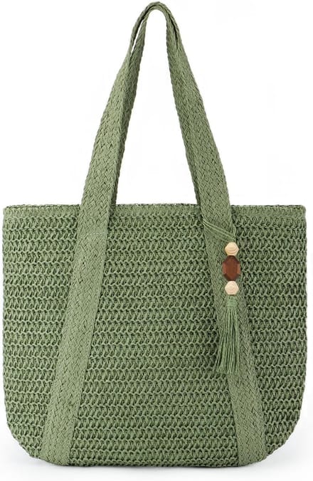 geweven Tote Bag Stro Beach Bag met Kwastjes Groot Stro Tote