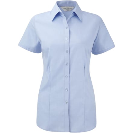 Russell Dames/dames Visgraat Werkshirt met korte mouwen (Lichtblauw)