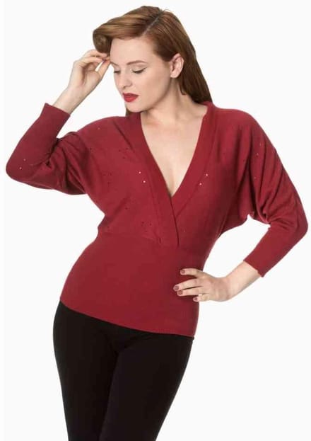 Dancing Days - LUCK HAS IT WRAP FRONT Lange cardigan - M - Bordeaux rood