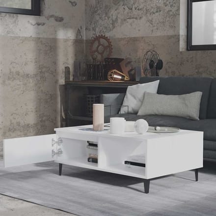 vidaXL - Salontafel - 90x60x35 - cm - bewerkt - hout - wit