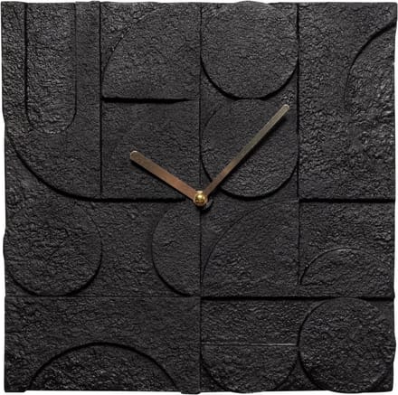 Klok Zaria WOOOD - zwart cement rond 30cm