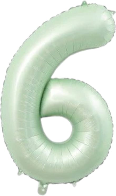 Folieballon cijfer 6 - mintgroen - 80cm