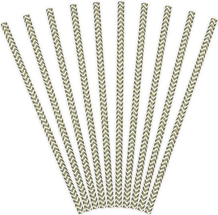 PartyDeco - Rietjes ZigZag Wit/Goud (10 stuks)