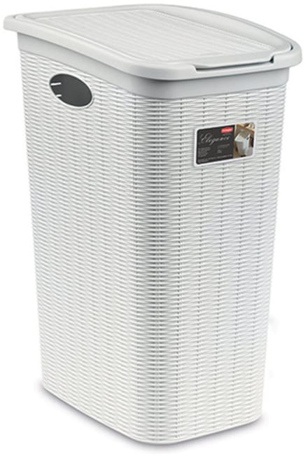 Wasmand met deksel 'Elegance' - 36 Liter - Met ventilatie - Handgrepen - Wit