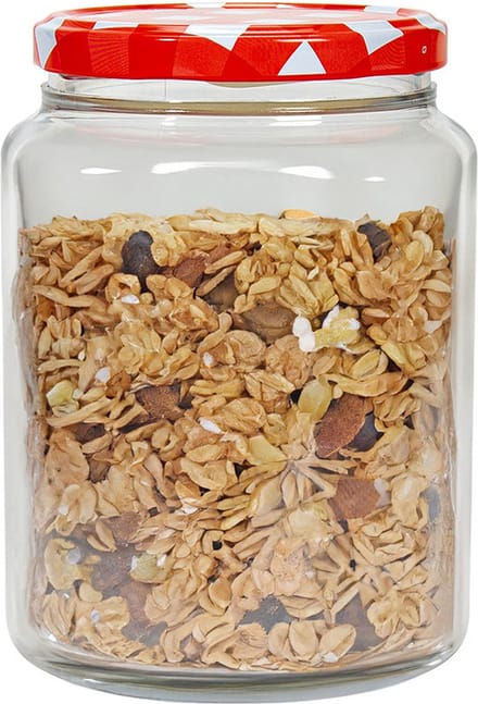 Hega Hogar Weckpot - voorraadpot Classico - 1012 ml - kunststof - draaideksel - rood - D10 x H14 cm