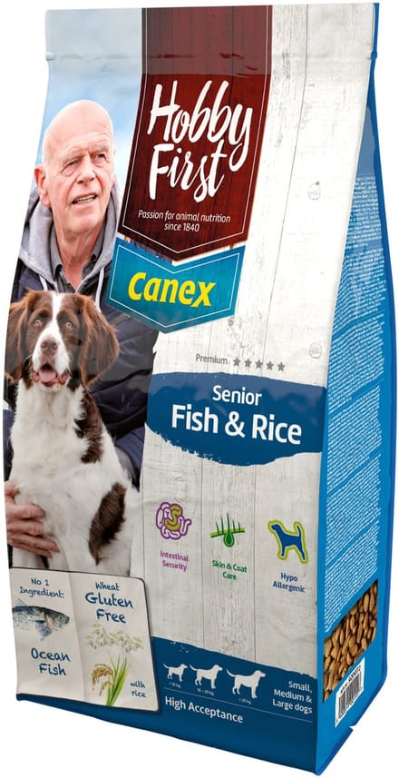 Hobby First First Canex Senior - Vis & Rijst - Hondenvoer - 12 kg