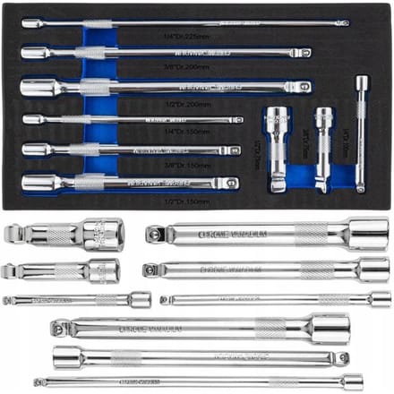 Verstelbare Dopverlengingen Set 1/4" 3/8" 1/2" Cr-V 9 Delig