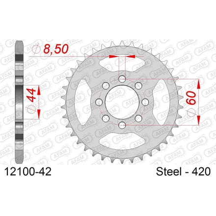 Stalen tandwiel Afam 420 42 dents