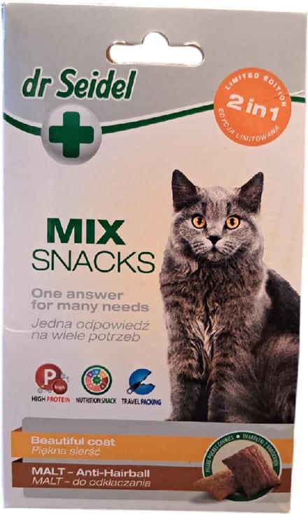 Dr Seidel snacks voor katten - MIX 2 in 1 voor mooie vacht & haarbal