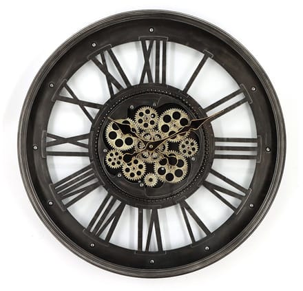 Vente-unique Industriële wandklok van metaal en glas - D60 cm - Antraciet - ASTORIA