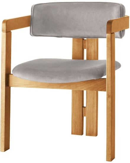 Asir - Stoel - Eiken, Lichtbruin - 100% HOUT, FLUWEELSTOF / MULTIPLEX - 58 x 76 x 49 cm