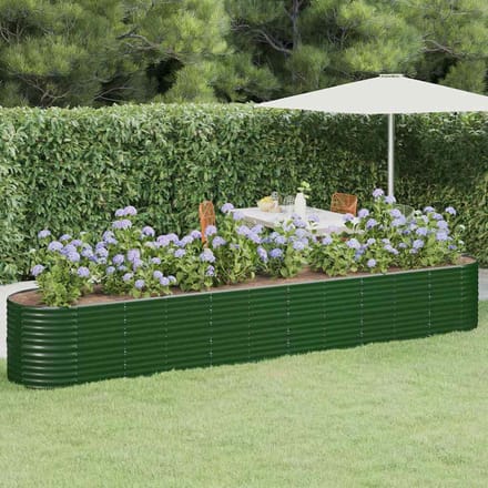 vidaXL - Plantenbak - 440x80x68 - cm - gegalvaniseerd - staal - groen
