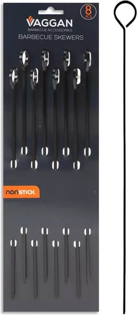 Bbq Vleespennen 31,5 Cm Zwart 8 Stuks