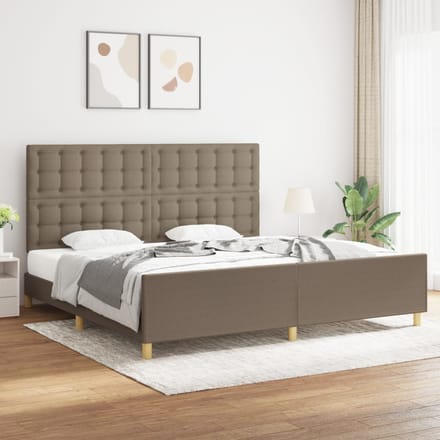 vidaXL - Bedframe - zonder - matras - stof - taupe - 200x200 - cm