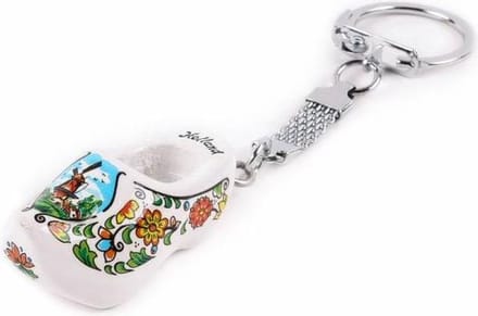 Sleutelhanger Klomp Enkel Holland Wit 4 Cm - Souvenir