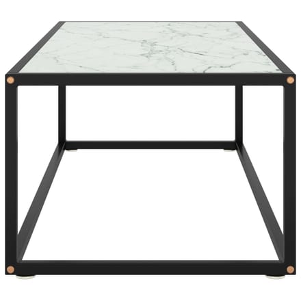 vidaXL - Salontafel - met - wit - marmerglas - 100x50x35 - cm - zwart