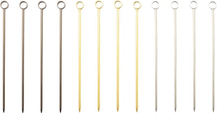 Point-Virgule set van 12 prikkers met ring in rvs 3 kleuren 10.8x0.8x.0.8cm