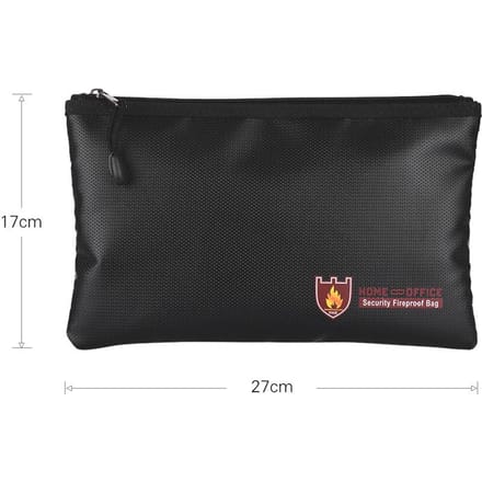 Sac à documents ignifuge, sac d'argent en fibre de verre enduit de Silicone, porte-documents, feu d'eau small noir