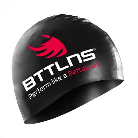 BTTLNS badmuts - swim cap - siliconen badmuts unisex - Absorber 2.0 - zwart-rood-wit - one size