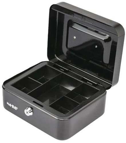 Geldcassette met Uitneembaar Muntvak 20x16x9,5 cm - Zwart