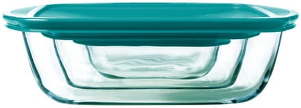 Pyrex - Cook & Store Schaal Rechthoek met Deksel Set van 3 Stuks - Borosilicaatglas - Transparant -