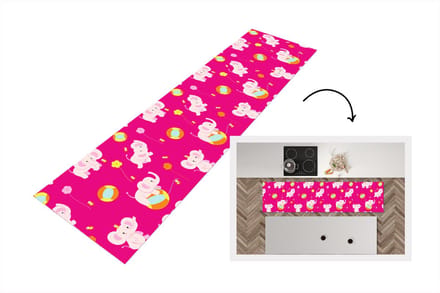Keukenloper - Loper keuken - Olifant - Bloemen - Patronen - 240x60 cm - Keukenloper vinyl