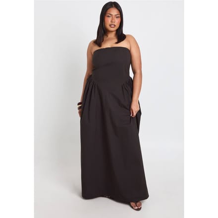 boohoo Dames Plus Bandeau Midaxi Jurk | Zwart | Maat: 44