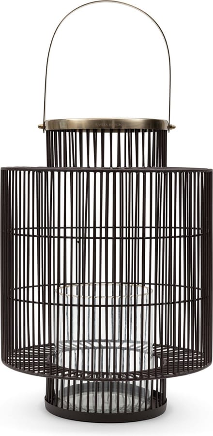 Riviera Maison Lantaarn Windlicht met Hendel Bruin - Yuni Groot - IJzer - (ØxH) 39x48.5