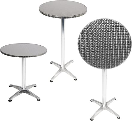 Inklapbare Bistro Statafel Ø 60 cm Verstelbaar van H70 tot H110 cm Zilver