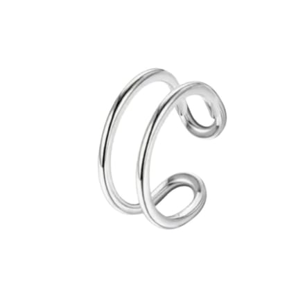 Zilver- Oorklem- 2-line- geen gaatje - Charme Bijoux
